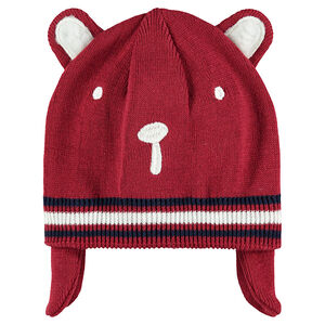 Bonnet en tricot avec cache oreilles doublé jersey 