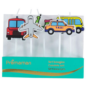 Lot de 5 bougies d'anniversaire thème transports 
