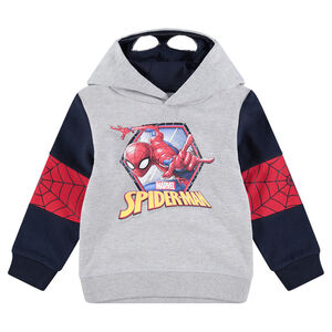 Sweat en molleton avec print Marvel Spiderman et capuche effet masque 