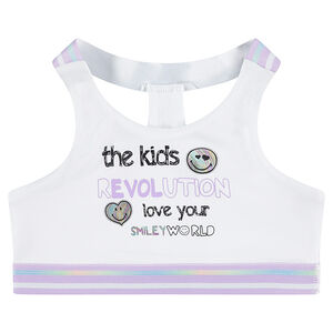 Brassière de sport avec message et Smiley printés 
