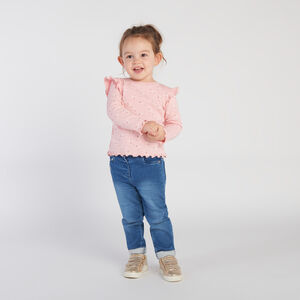 T-shirt manches longues à cœurs et volants pour bébé fille 