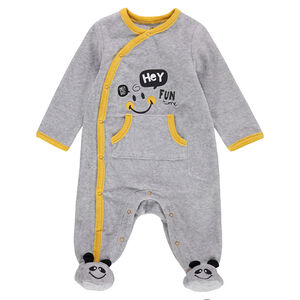 Dors-bien en velours avec motif Smiley et poche 