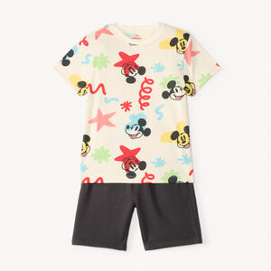 Ensemble 2 pièces t-shirt manches courtes + short Mickey Disney garçon 