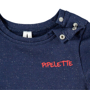 Robe manches longues effet 2 en 1 avec rayures et message brodé 