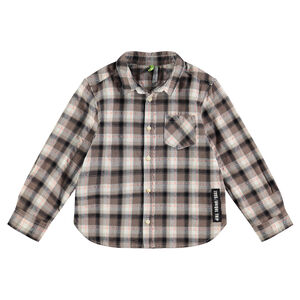 Chemise manches longues à carreaux avec étiquette fantaisie 