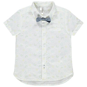 Chemise manches courtes à motif imprimé all-over et noeud papillon amovible 