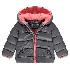 Doudoune ouatinée à capuche effet matelassé doublée micropolaire 