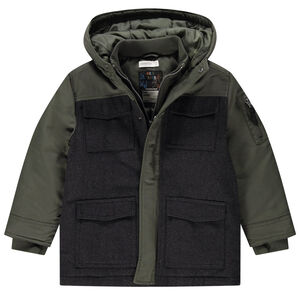 Parka bi-matière à larges poches plaquées  