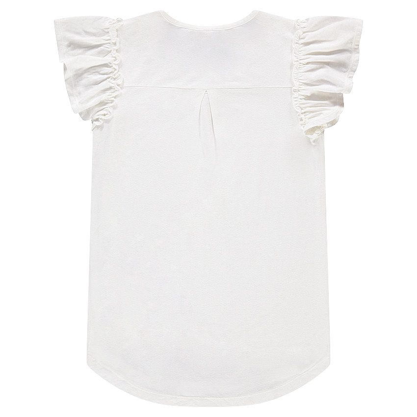 Junior - Tee-shirt manches courtes volantées avec ailes printées et sequins 