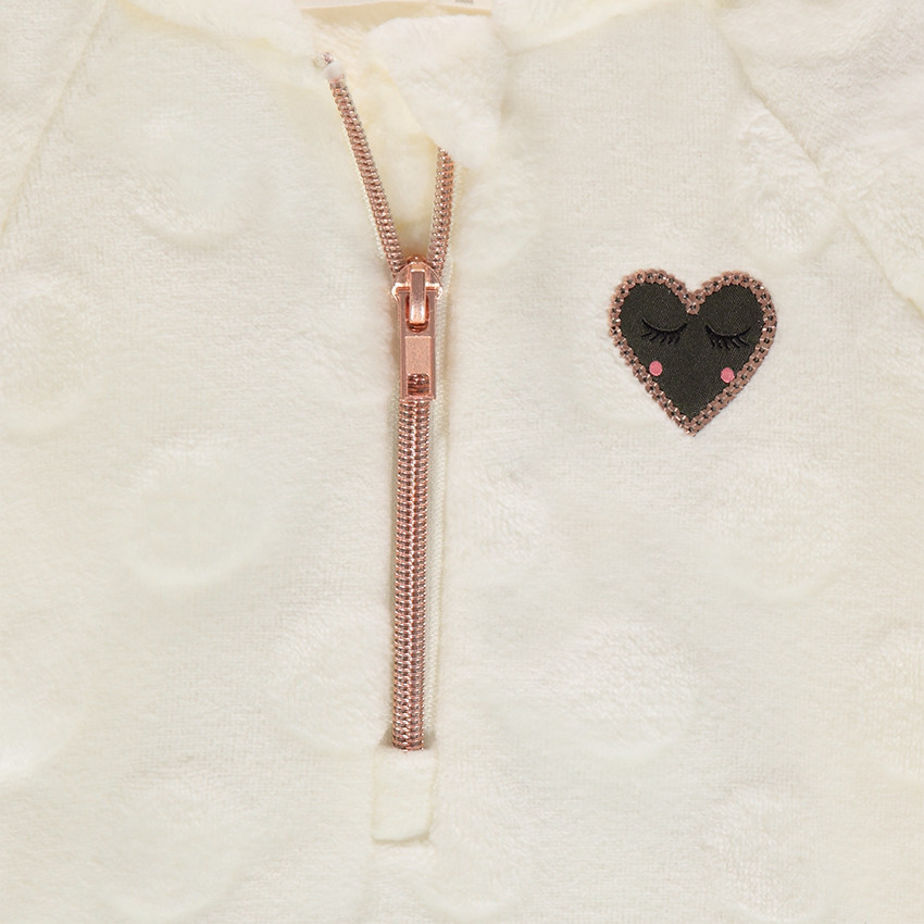 Sweat à capuche en sherpa avec motifs en sequins et col zippé 