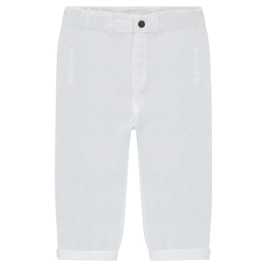 Pantalon en coton et lin uni 