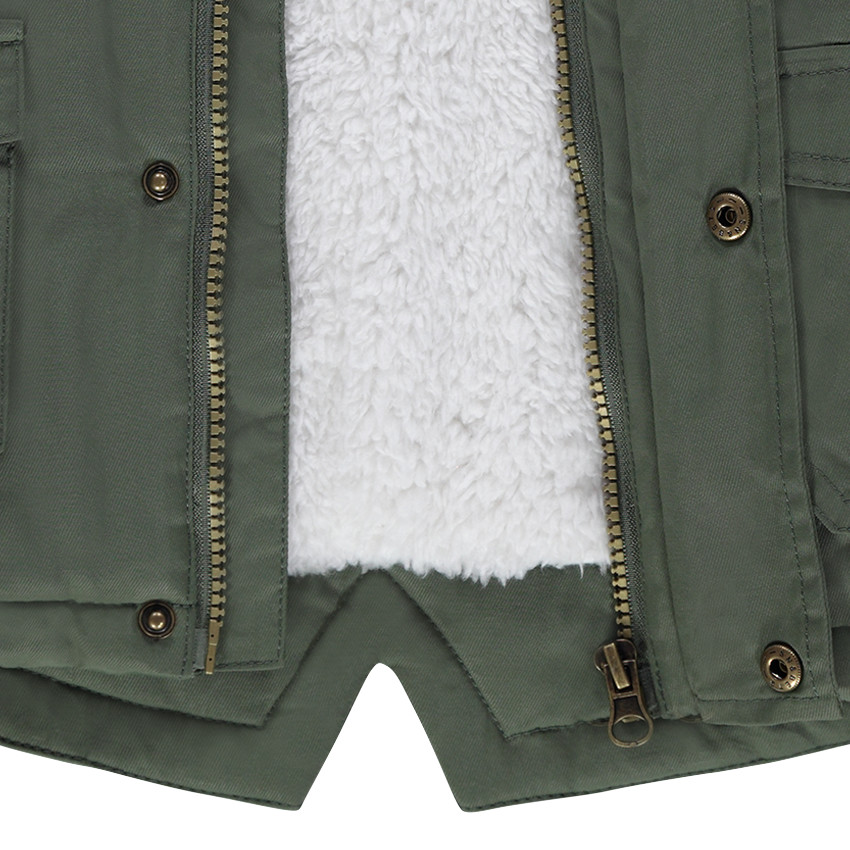 Parka en twill doublée sherpa avec capuche amovible 