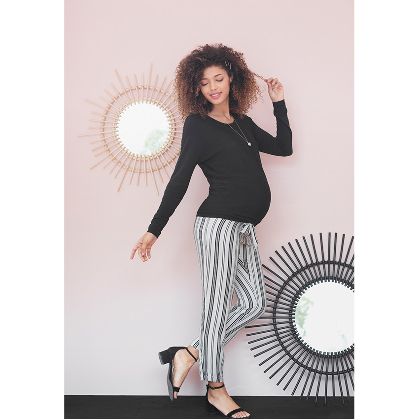 Pantalon de grossesse 7/8ème à rayures verticales 
