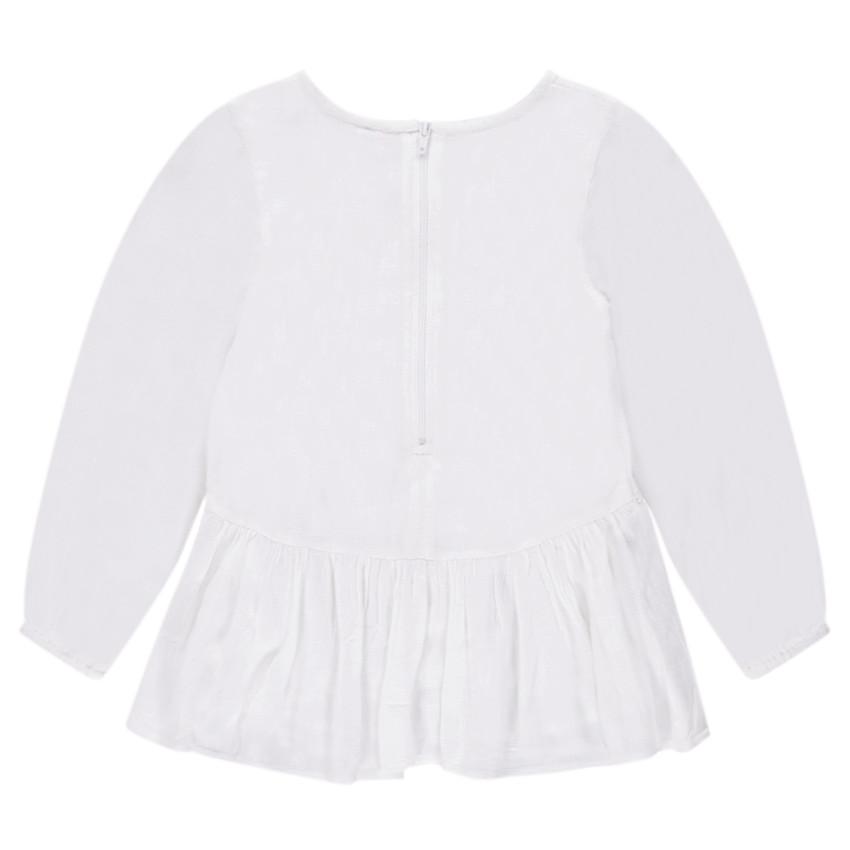 Tunique manches longues en voile armuré avec broderies 