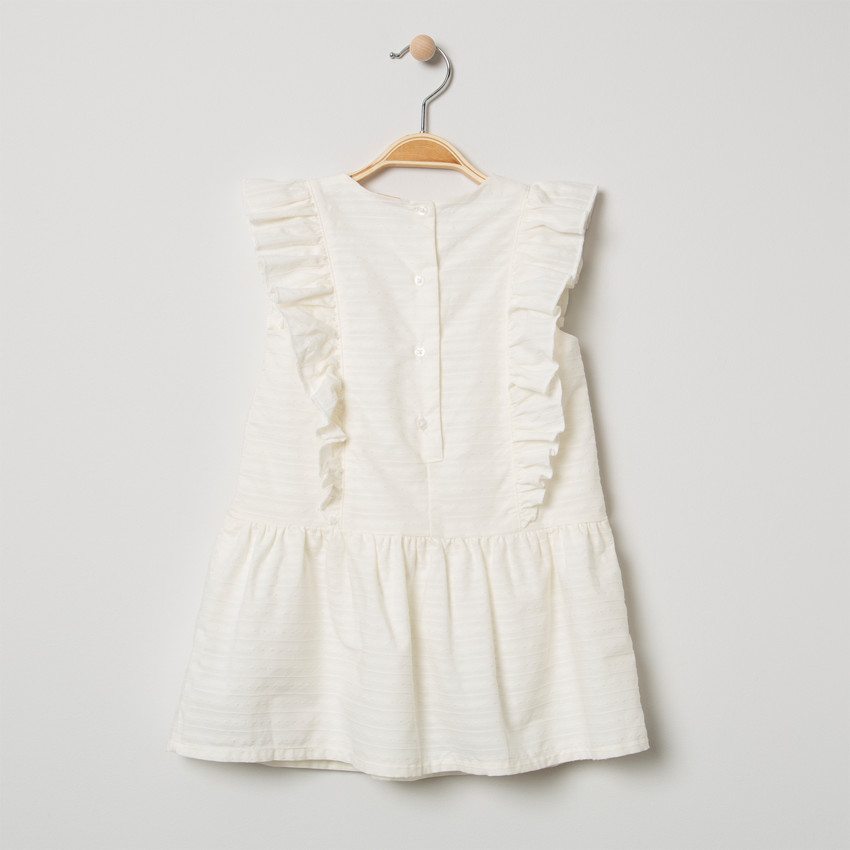 Robe sans manches à volants et papillon brodé 