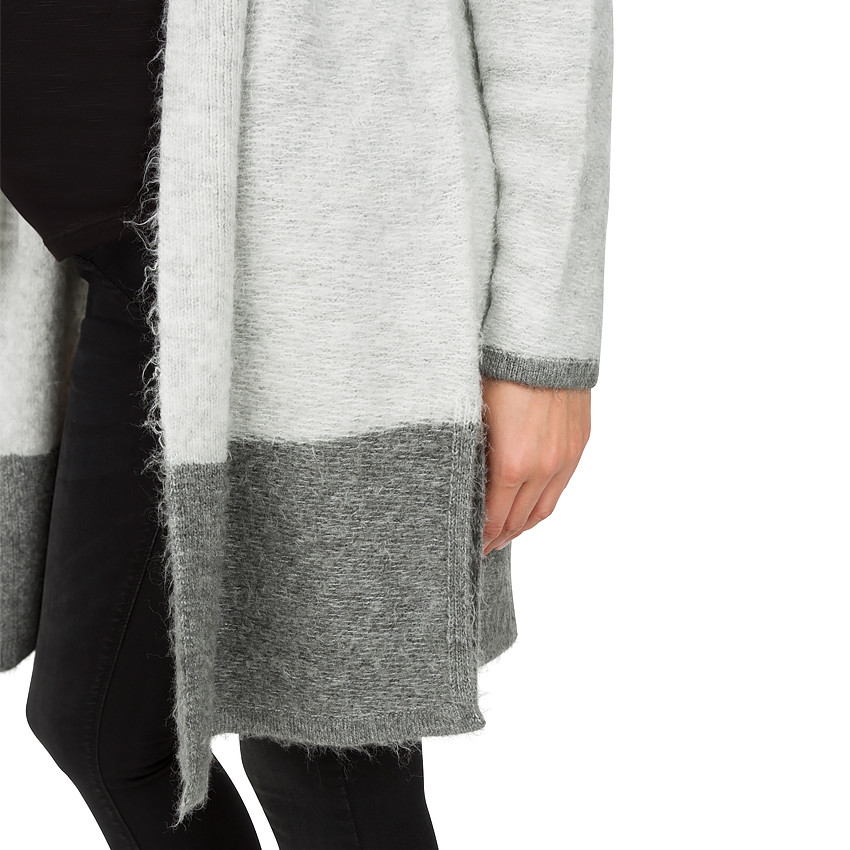 Gilet de grossesse long en tricot fantaisie 