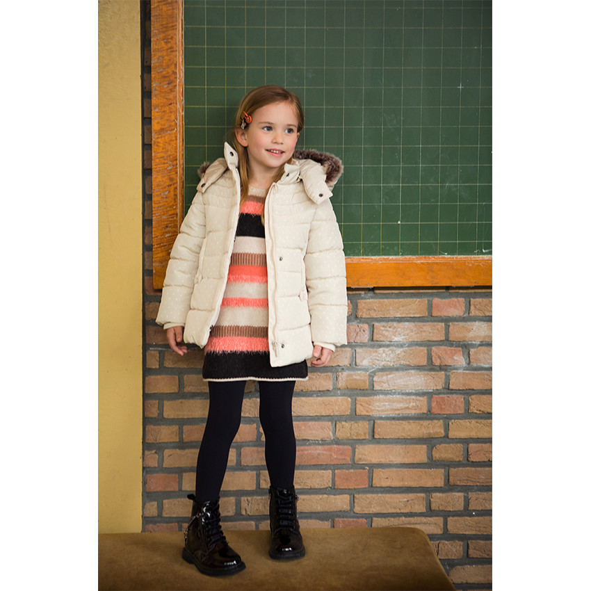 Robe manches en tricot fantaisie rayé 