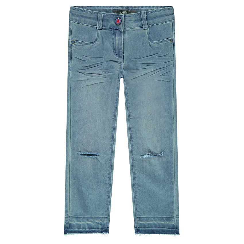 Jeans effet used avec déchirures sur les jambes 