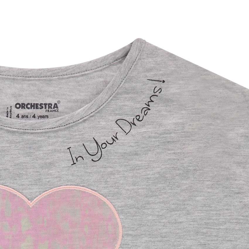 Tee-shirt manches courtes forme boîte avec coeur iridescent patché 