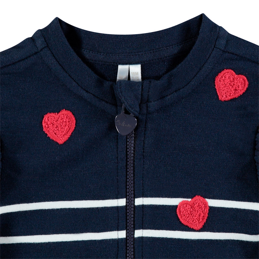 Gilet en molleton à rayures avec coeurs contrastés 