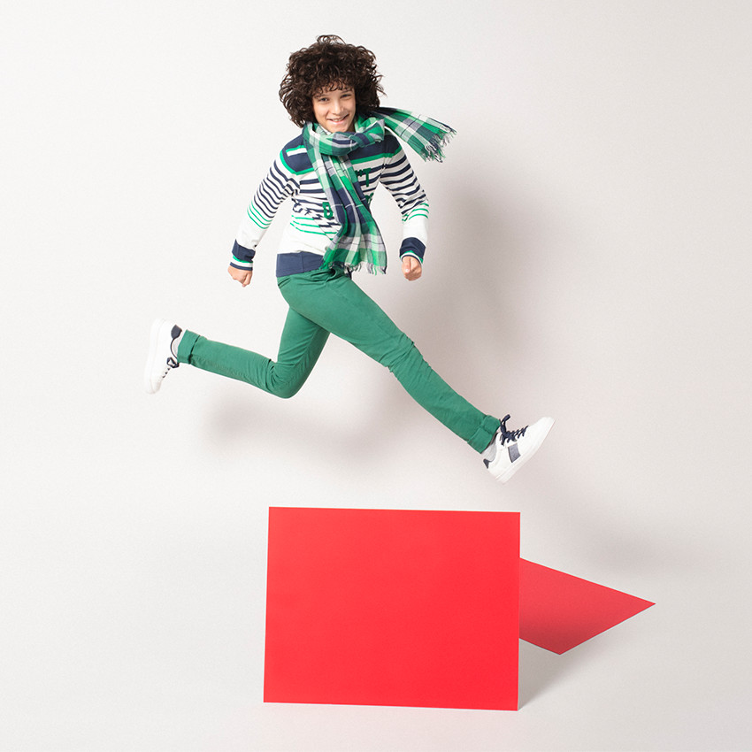 Junior - Marinière à rayures vertes et inscription en velours 