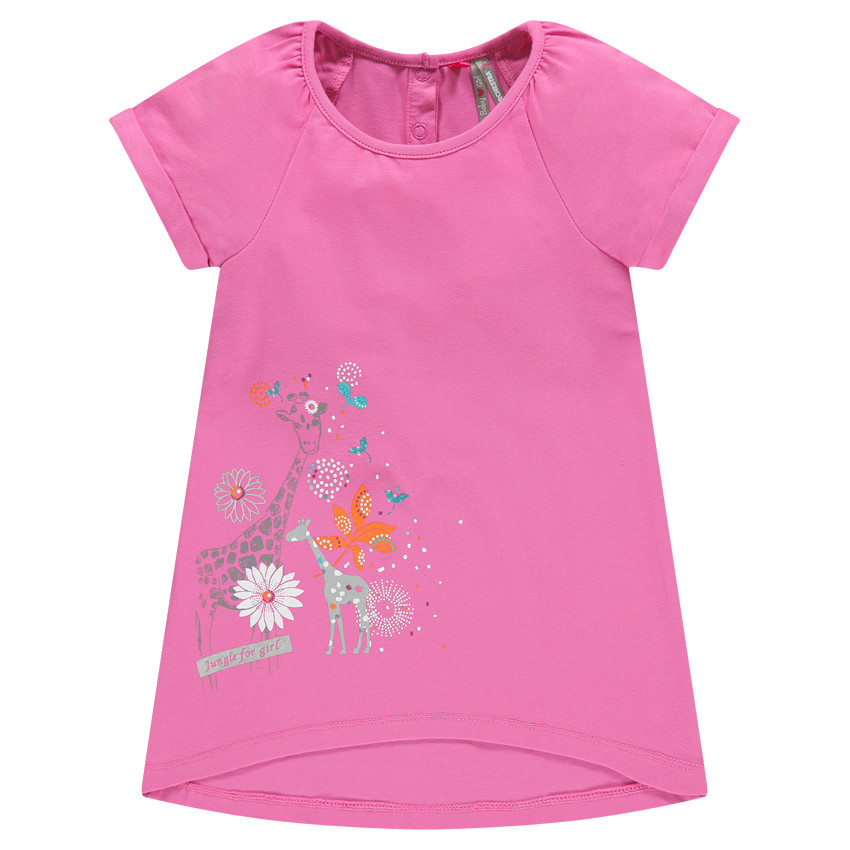 Tunique manches courtes print girafes et fleurs 