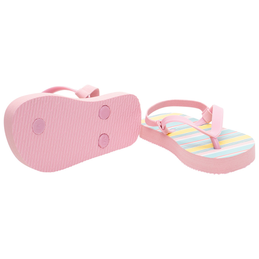 Tongs à rayures et lanière élastiquée 