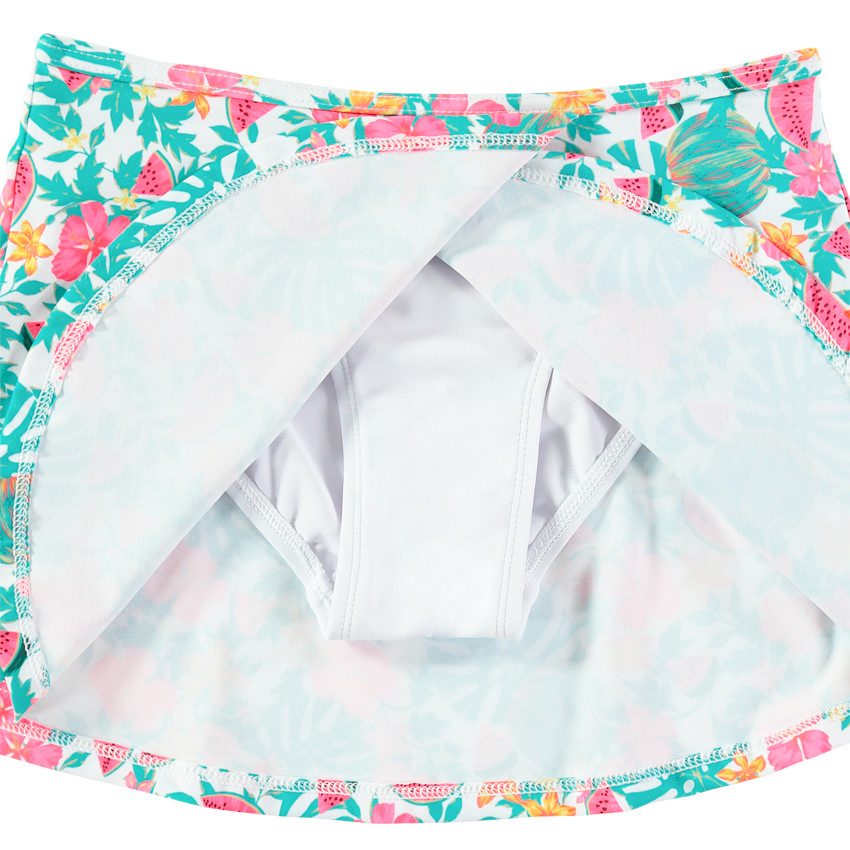 Maillot de bain 2 pièces imprimé all-over avec bas forme jupe 