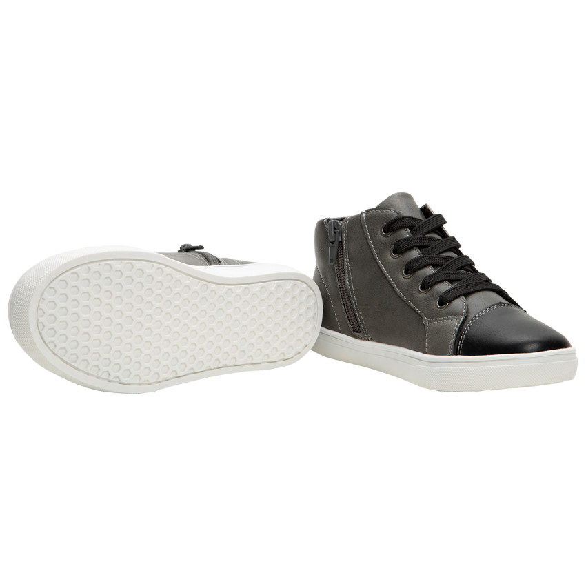 Baskets montantes effet cuir à lacets et zip du 28 au 35 