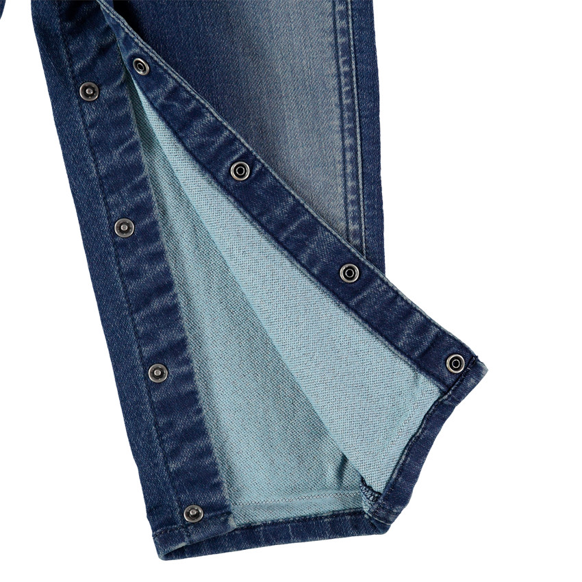 Salopette longue en molleton effet jean used 