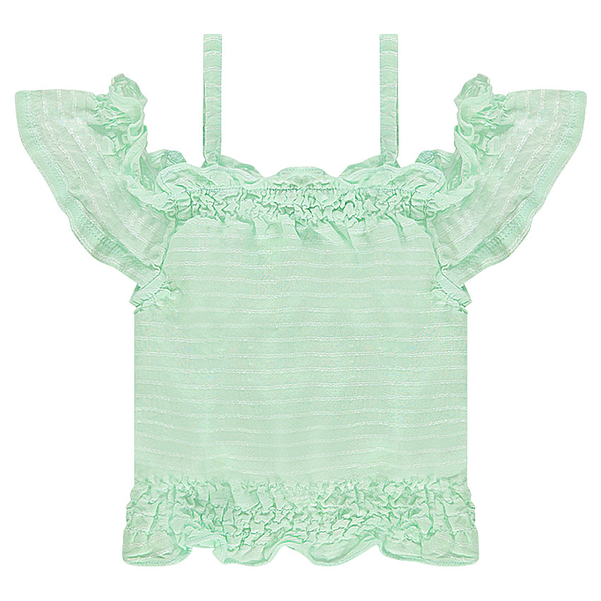 Top court smocké avec rayures iridescentes  