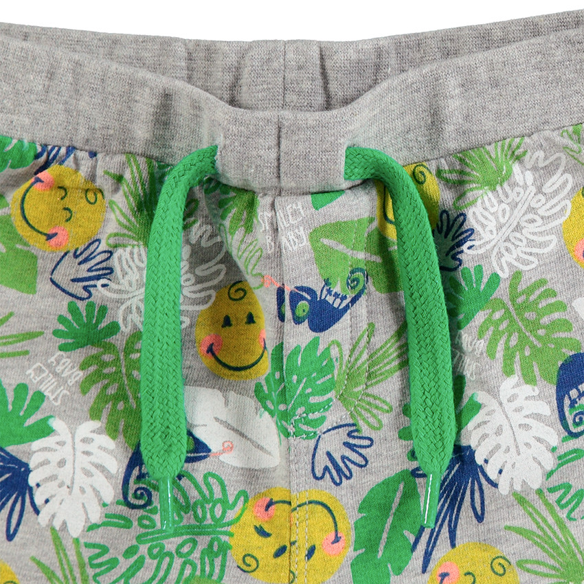 Ensemble avec polo badge Smiley et bermuda à imprimé tropical all-over 