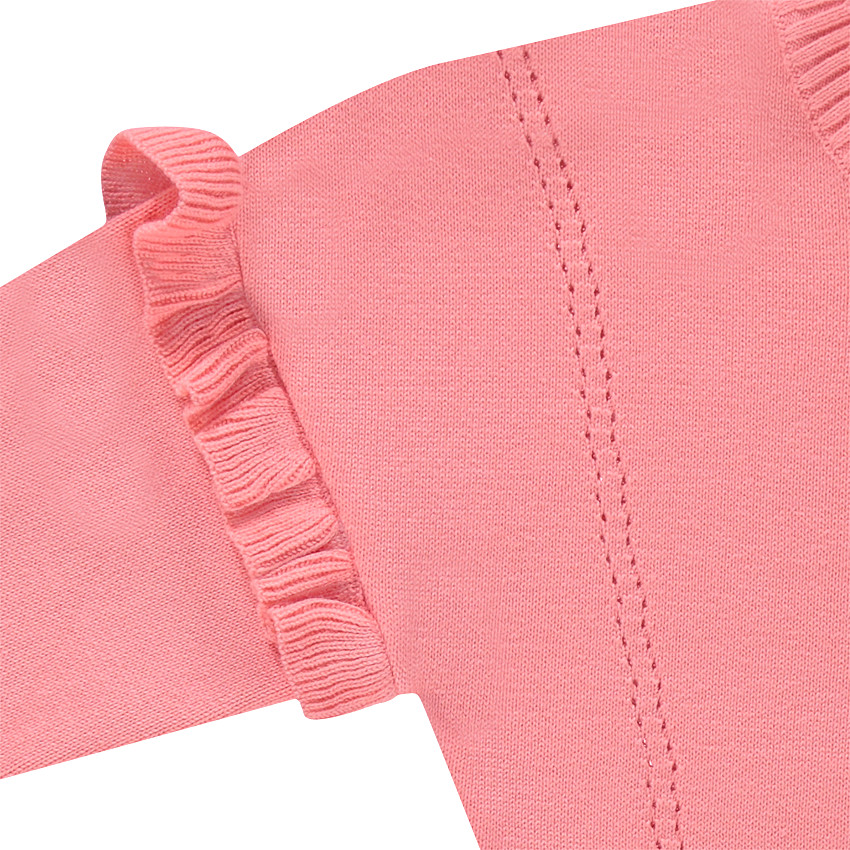 Gilet ne tricot avec maille ajourée et volants 