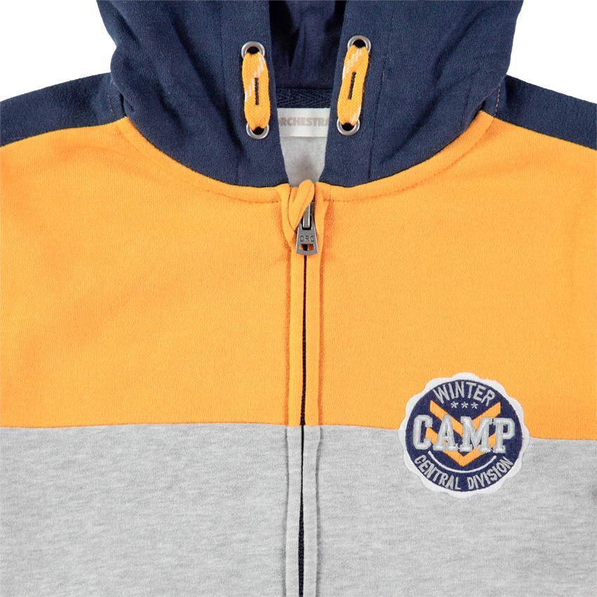 Gilet en molleton tricolore à large inscription printée 