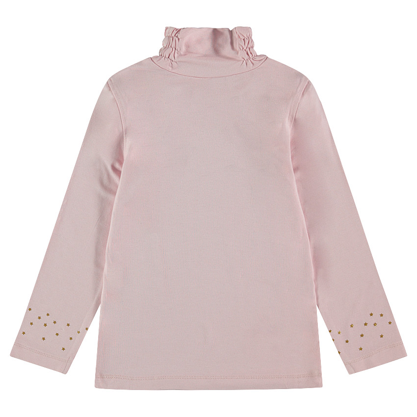 Sous-pull avec col roulé froncé et étoiles au bout des manches  