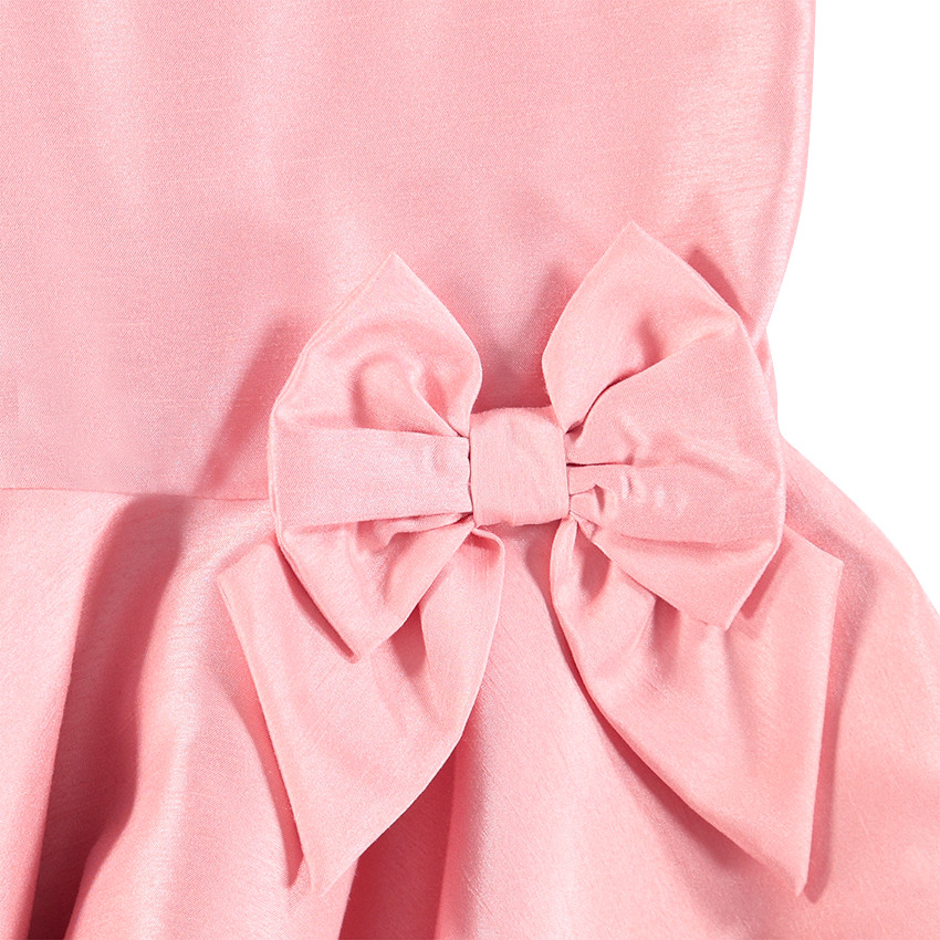 Robe de cérémonie manches courtes avec noeud et volants 