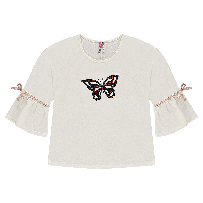 Junior - Tee-shirt à manches volantées et papillon en sequins 