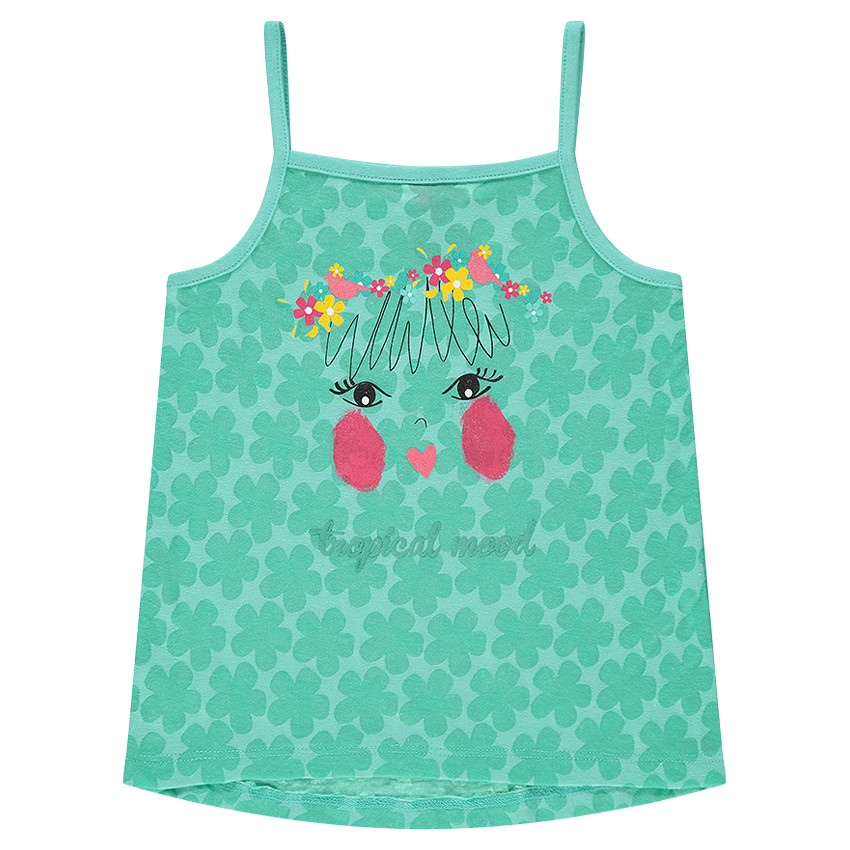 Débardeur effet dévoré fleuri avec print fantaisie 