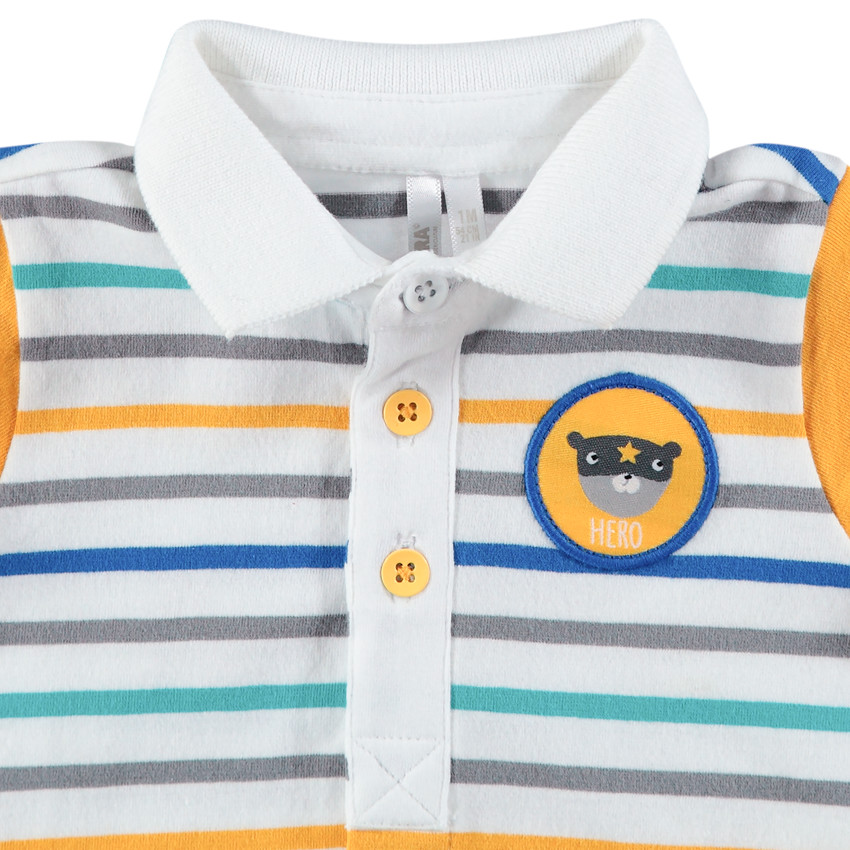 Polo manches courtes rayé avec bermuda en molleton à poche kangourou 