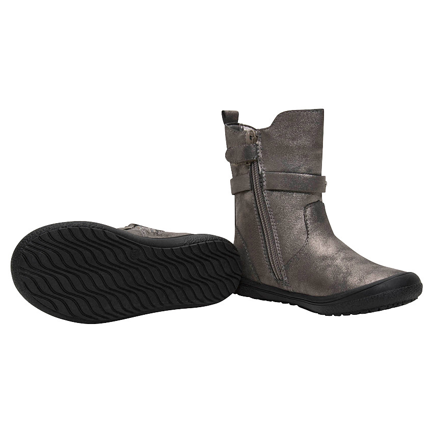 1/2 bottes fille effet spray irisé avec lanière brodée et plumes reliefées 