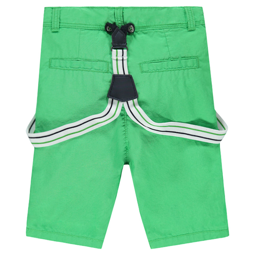 Bermuda en coton vert avec bretelles amovibles et badges Smiley 