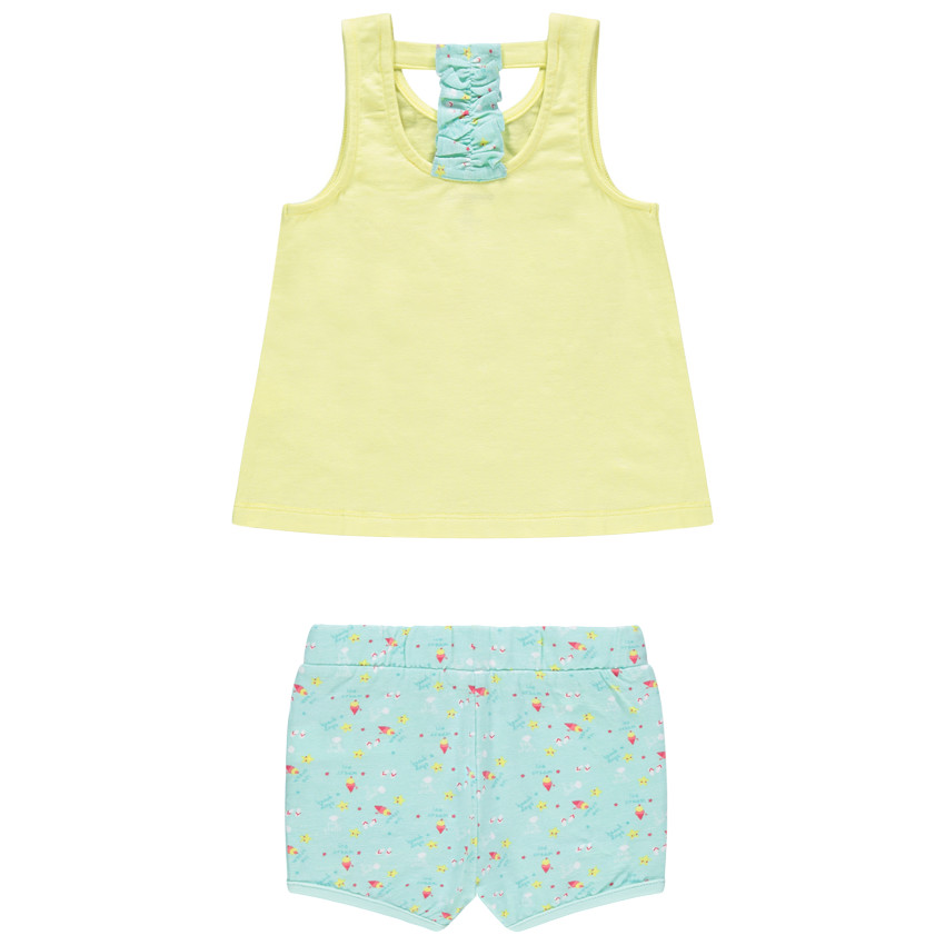 Ensemble en coton bio avec débardeur à message et short imprimé 