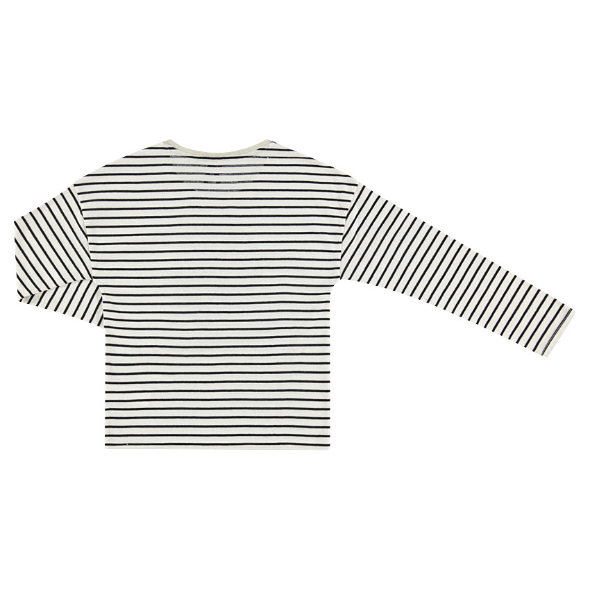 Tee-shirt manches longues rayé avec print pailleté sur le devant 