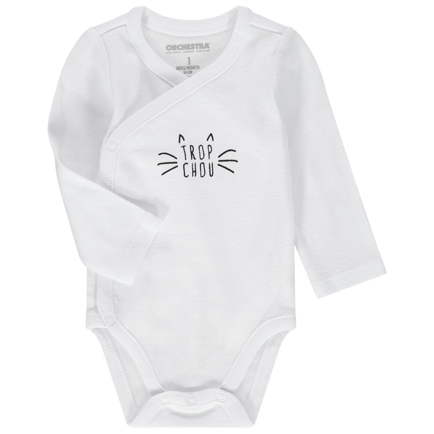 Lot de 3 bodies manches longues unis à message printé 