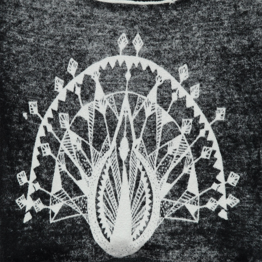 Pull oversize effet délavé print fantaisie 