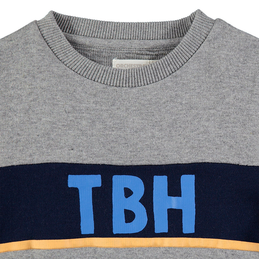 Sweat en molleton avec rayures et inscriptions contrastées 