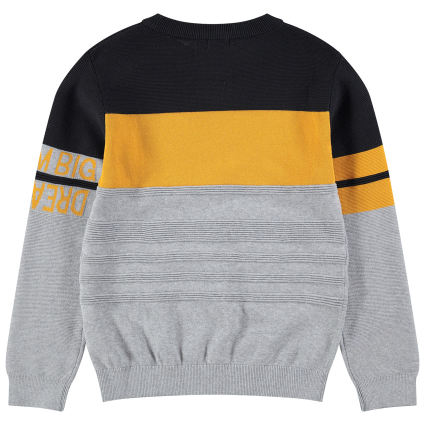 Pull en tricot ottoman avec inscriptions en jacquard 