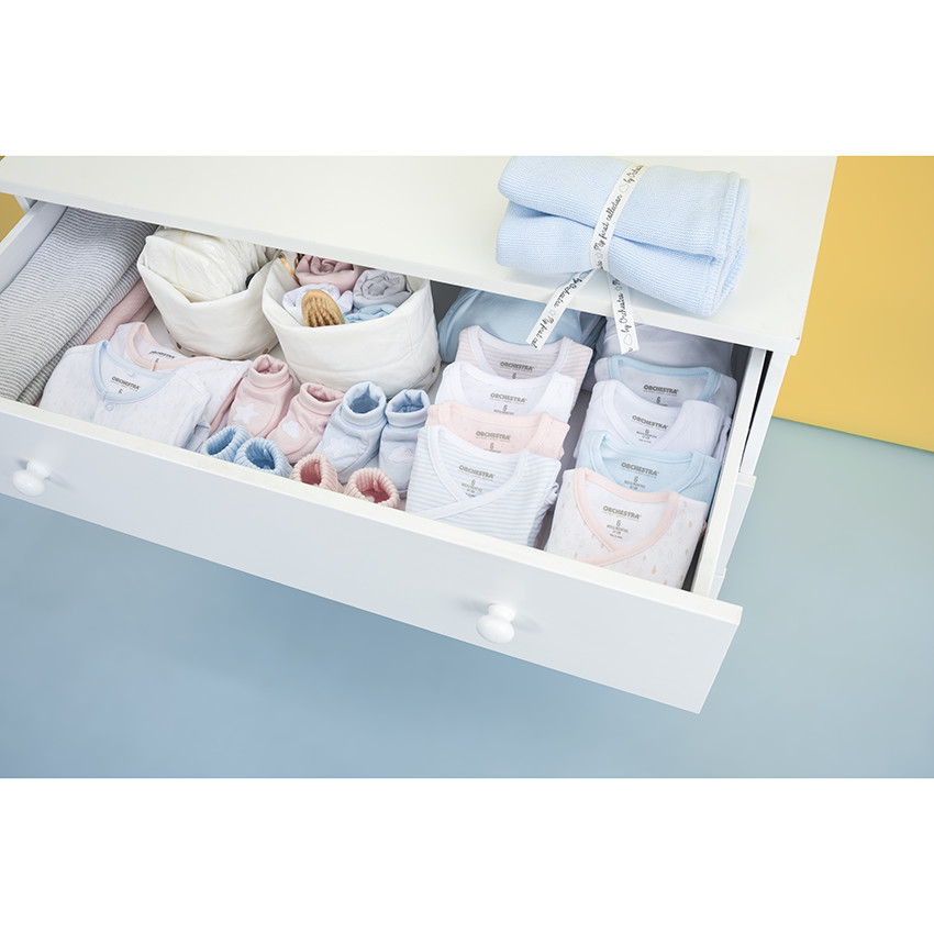 Dors-bien en coton bio à imprimés placés et inscription  