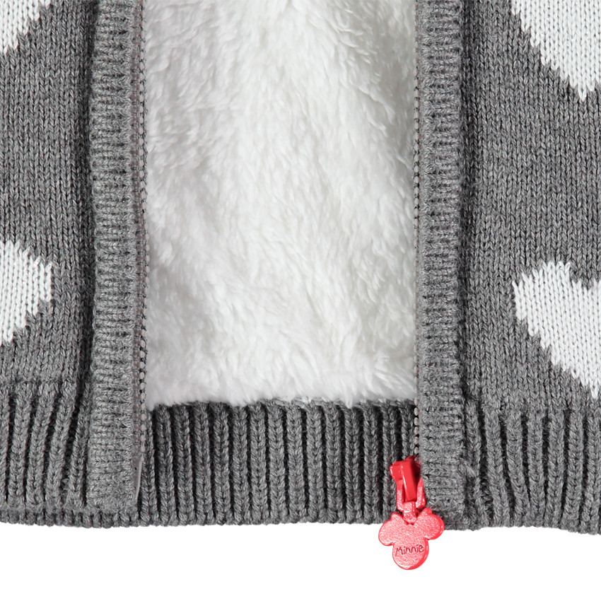 Veste en tricot à coeurs en jacquard et doublure en sherpa 