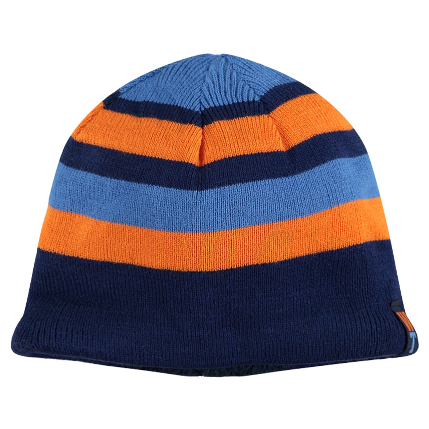 Bonnet en tricot à larges rayures contrastées 